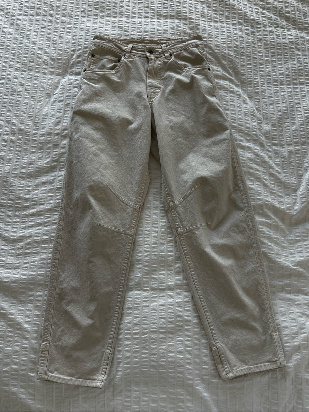 Prana High-Waisted Jeans, Cream, Size 2